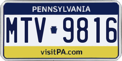 PA license plate MTV9816