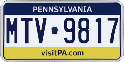 PA license plate MTV9817