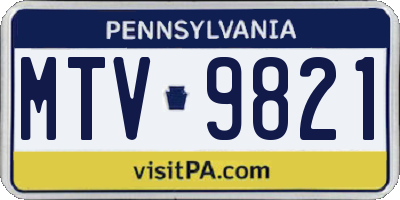 PA license plate MTV9821