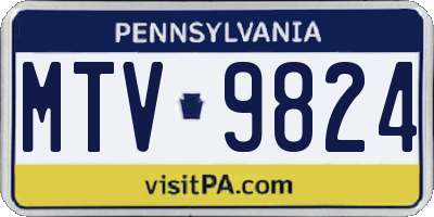 PA license plate MTV9824