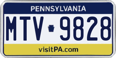 PA license plate MTV9828
