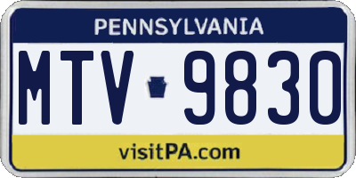 PA license plate MTV9830
