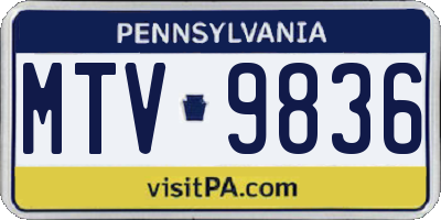 PA license plate MTV9836