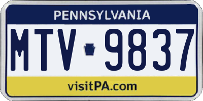 PA license plate MTV9837