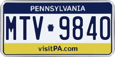 PA license plate MTV9840