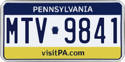 PA license plate MTV9841