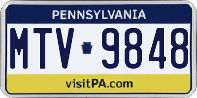 PA license plate MTV9848
