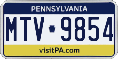 PA license plate MTV9854