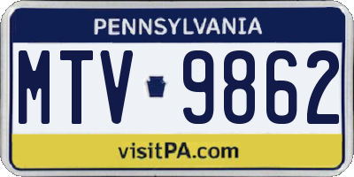 PA license plate MTV9862