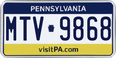PA license plate MTV9868