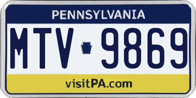PA license plate MTV9869
