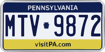 PA license plate MTV9872
