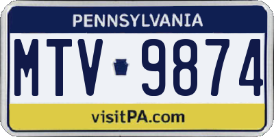 PA license plate MTV9874