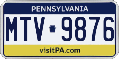 PA license plate MTV9876