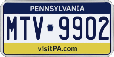 PA license plate MTV9902