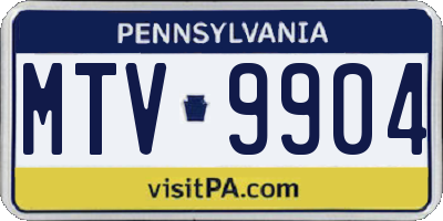 PA license plate MTV9904