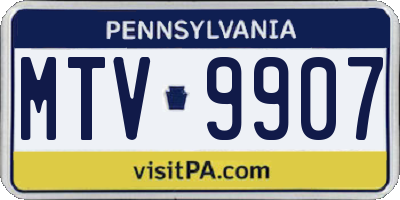 PA license plate MTV9907