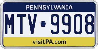 PA license plate MTV9908
