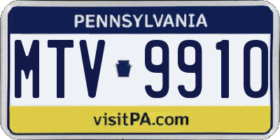 PA license plate MTV9910