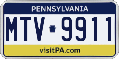 PA license plate MTV9911