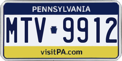 PA license plate MTV9912