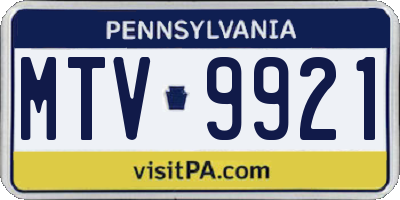 PA license plate MTV9921