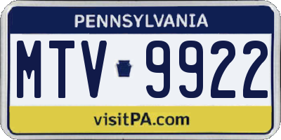 PA license plate MTV9922
