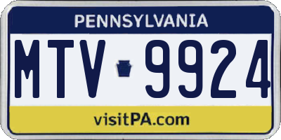 PA license plate MTV9924