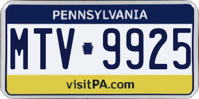 PA license plate MTV9925