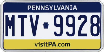 PA license plate MTV9928