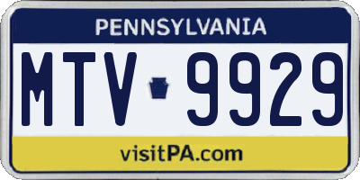 PA license plate MTV9929