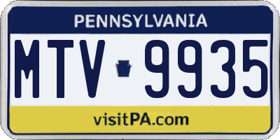 PA license plate MTV9935