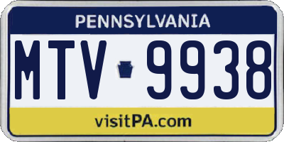 PA license plate MTV9938