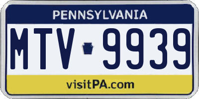 PA license plate MTV9939