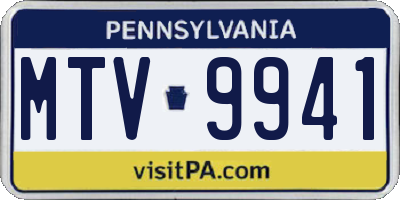 PA license plate MTV9941