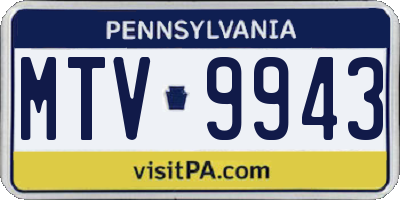 PA license plate MTV9943