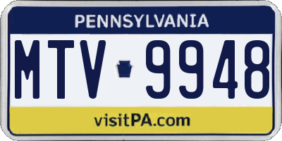 PA license plate MTV9948