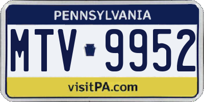 PA license plate MTV9952