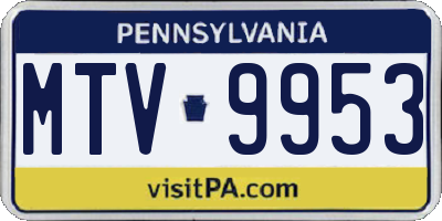 PA license plate MTV9953
