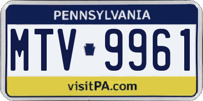 PA license plate MTV9961