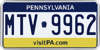 PA license plate MTV9962