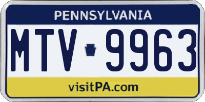 PA license plate MTV9963