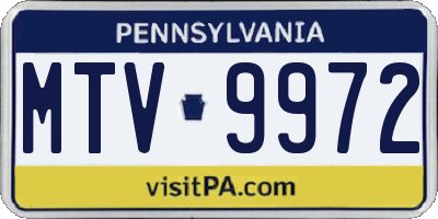 PA license plate MTV9972
