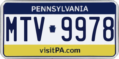 PA license plate MTV9978