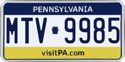 PA license plate MTV9985