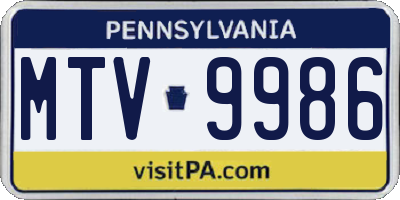 PA license plate MTV9986