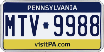 PA license plate MTV9988