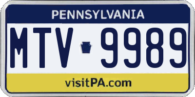 PA license plate MTV9989