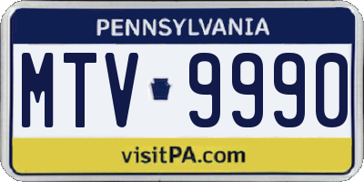 PA license plate MTV9990