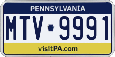 PA license plate MTV9991